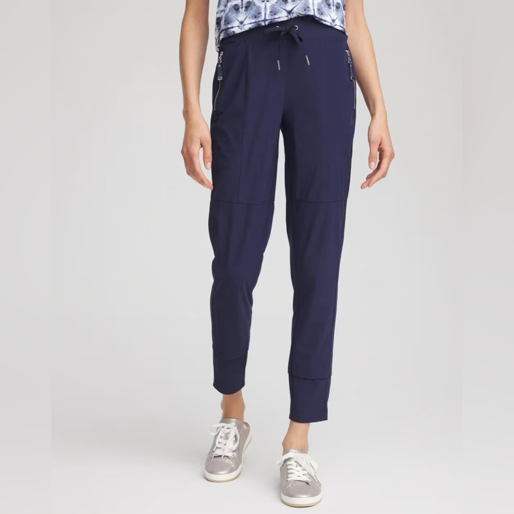 Chico's Deep Navy Blue Joggers with Zippered Pockets